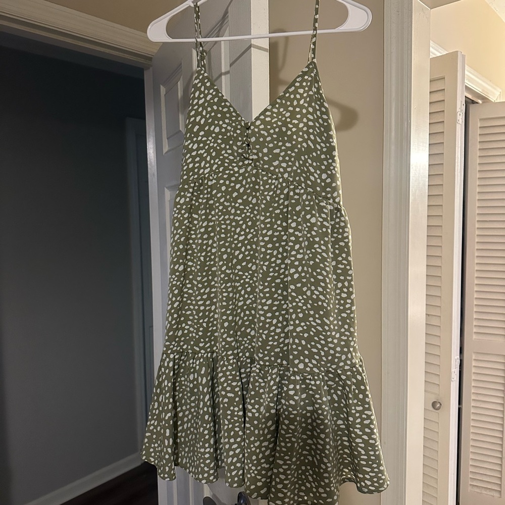 Green Ruffled Tiered Mini Sundress - Picture 1 of 1